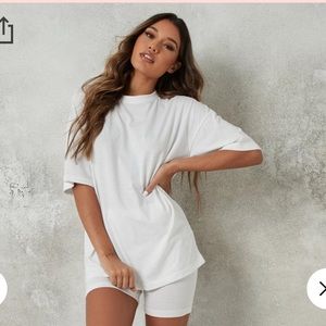 Pink oversized t shirt and biker short set